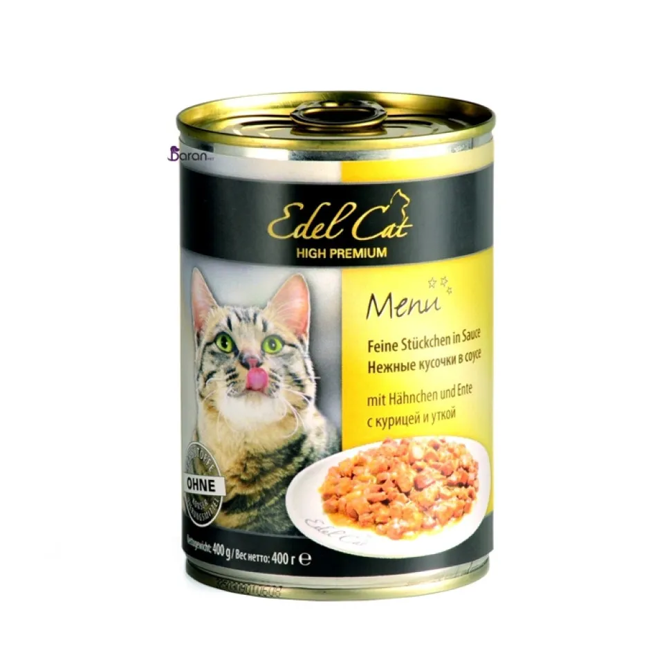 کنسرو گربه ادل حاوی گوشت مرغ و اردک در سس