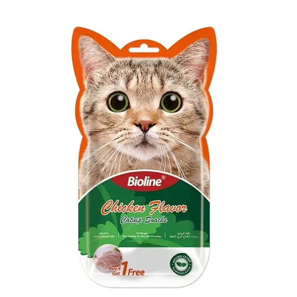 بستنی کت نیپ دار گربه بایولاین با طعم مرغ Bioline Catnip Snacks Chicken Flavor