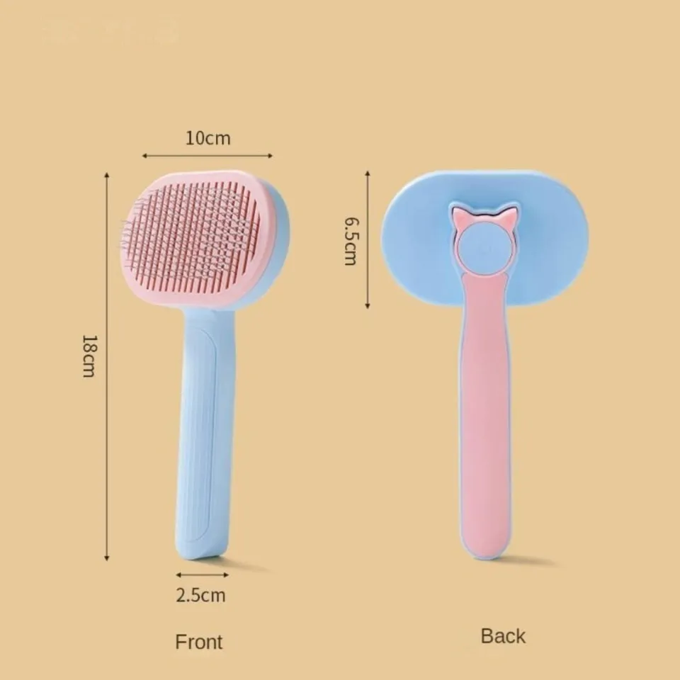 برس سگ و گربه با قابلیت تخلیه مو طرح گربه Rectangle Cathead Self Cleaning Grooming Brush for Pet