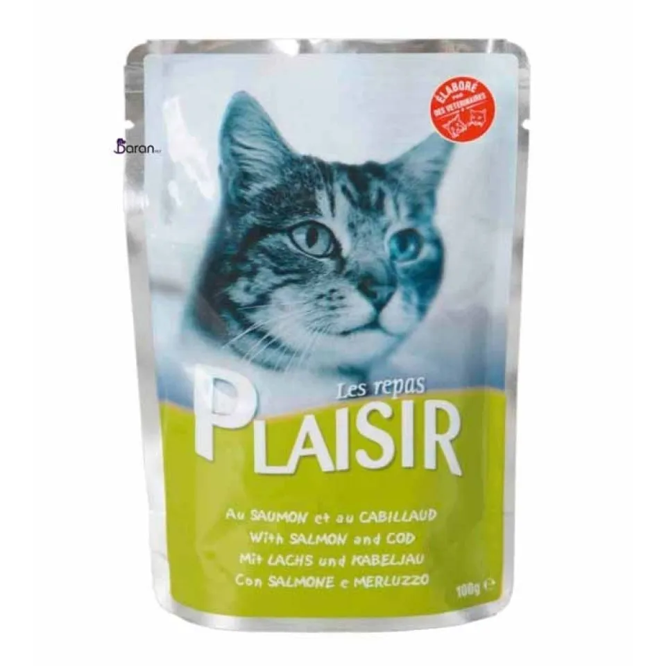 پوچ گربه پلایزر حاوی ماهی کاد و سالمون (100 گرم)