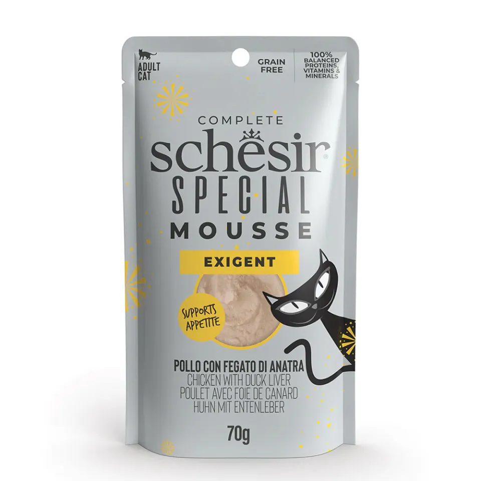 پوچ گربه شسیر مرغ و جگر اردک برای گربه بد غذا : Schesir Special Exigent chicken With Duck