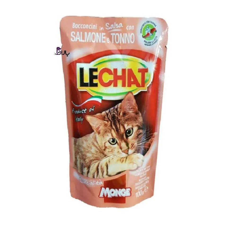 پوچ گربه ماهی تن و سالمون لچت (100 گرم)
