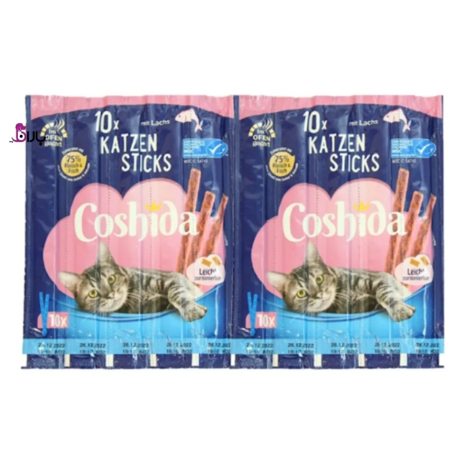 تشویقی مدادی گربه کوشیدا با طعم ماهی Coshida cat sticks mit lachs وزن ۵۰ گرم ( ۱۰ عددی )