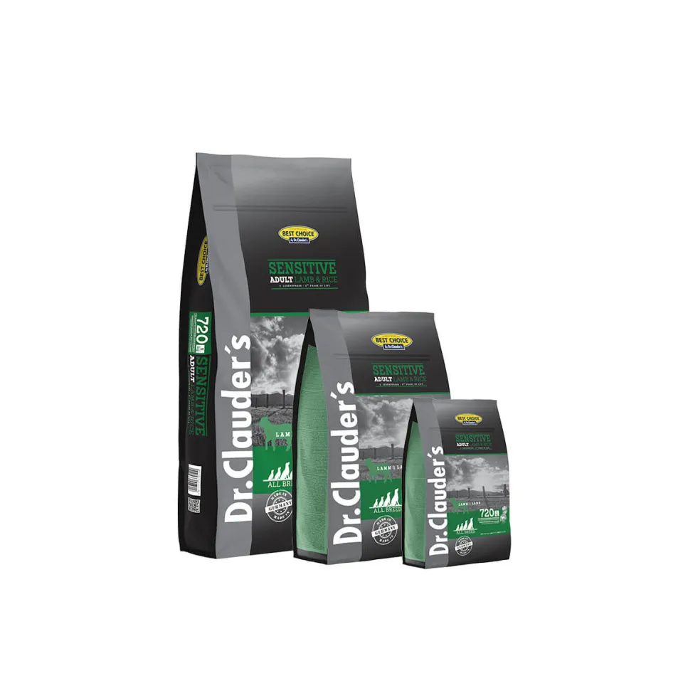 غذا خشک سگ بالغ دکتر کلادرز بالای 18 ماه با گوارش حساس طعم بره و برنج  Dr. Clauder's Best Choice Adult Lamm & Reis 12.5Kg 
