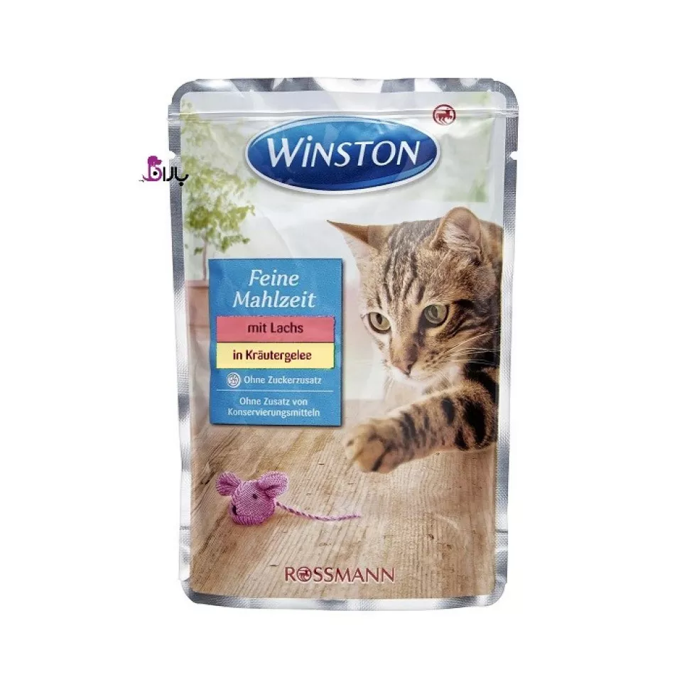 پوچ گربه وینستون حاوی ماهی و علف گربه