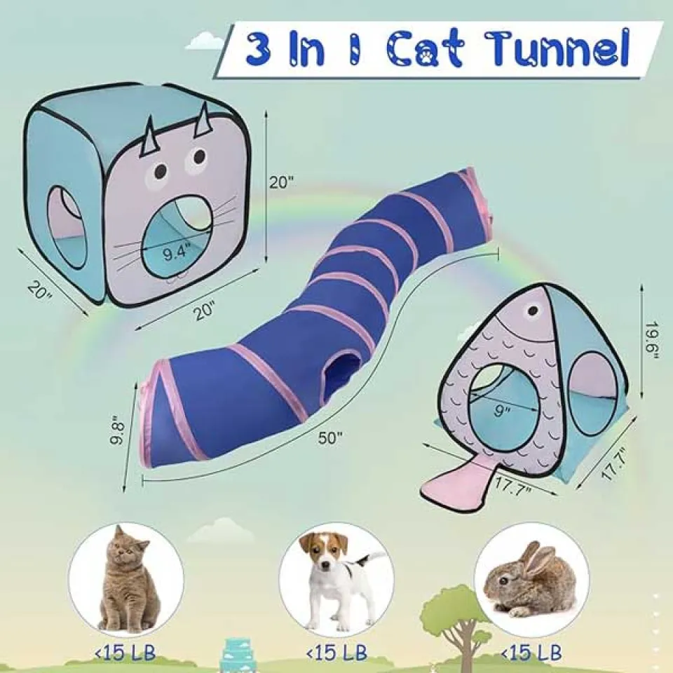 باندل تونل بازی مدل ماهی و گربه  Fish & Cat Model Play Tunnel Bundle