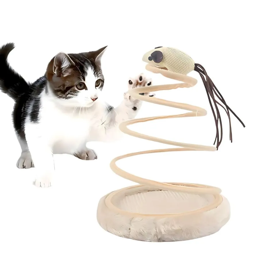 اسباب بازی گربه استند موش فنری Interactive Spring Spiral Cat Toy With Mouse