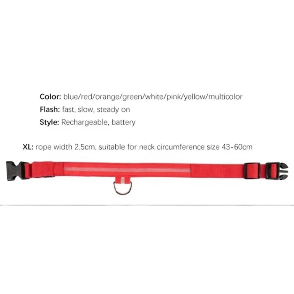 قلاده گردنی سگ با چراغ ال ای دی Dog Collar With LED light Size XL