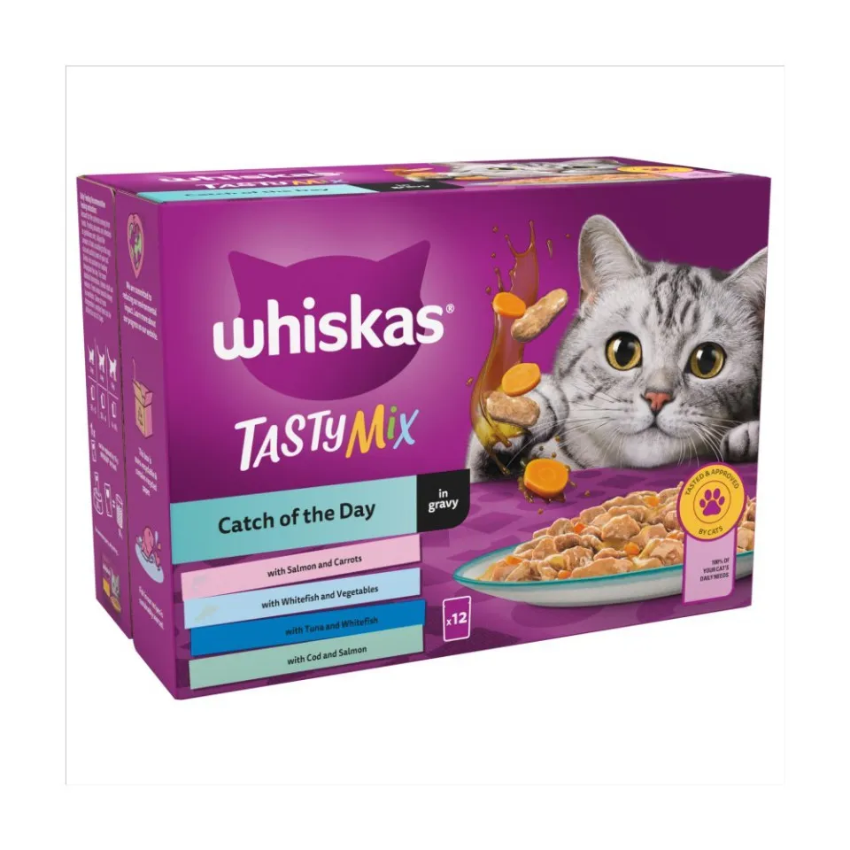 پک پوچ گربه ویسکاس صید روز در سس گریوی  Whiskas Catch Of The Day in Gravy 