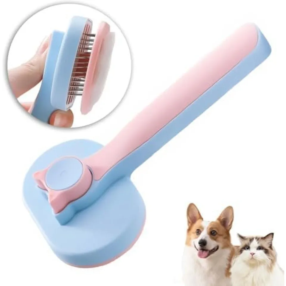 برس سگ و گربه با قابلیت تخلیه مو طرح گربه Rectangle Cathead Self Cleaning Grooming Brush for Pet