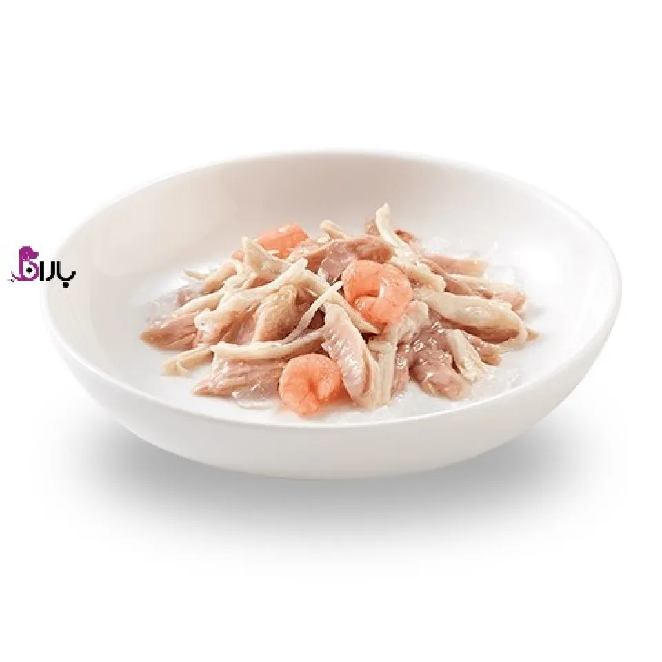پوچ گربه شسیر مرغ و ماهی تن و میگو 100 گرمی
