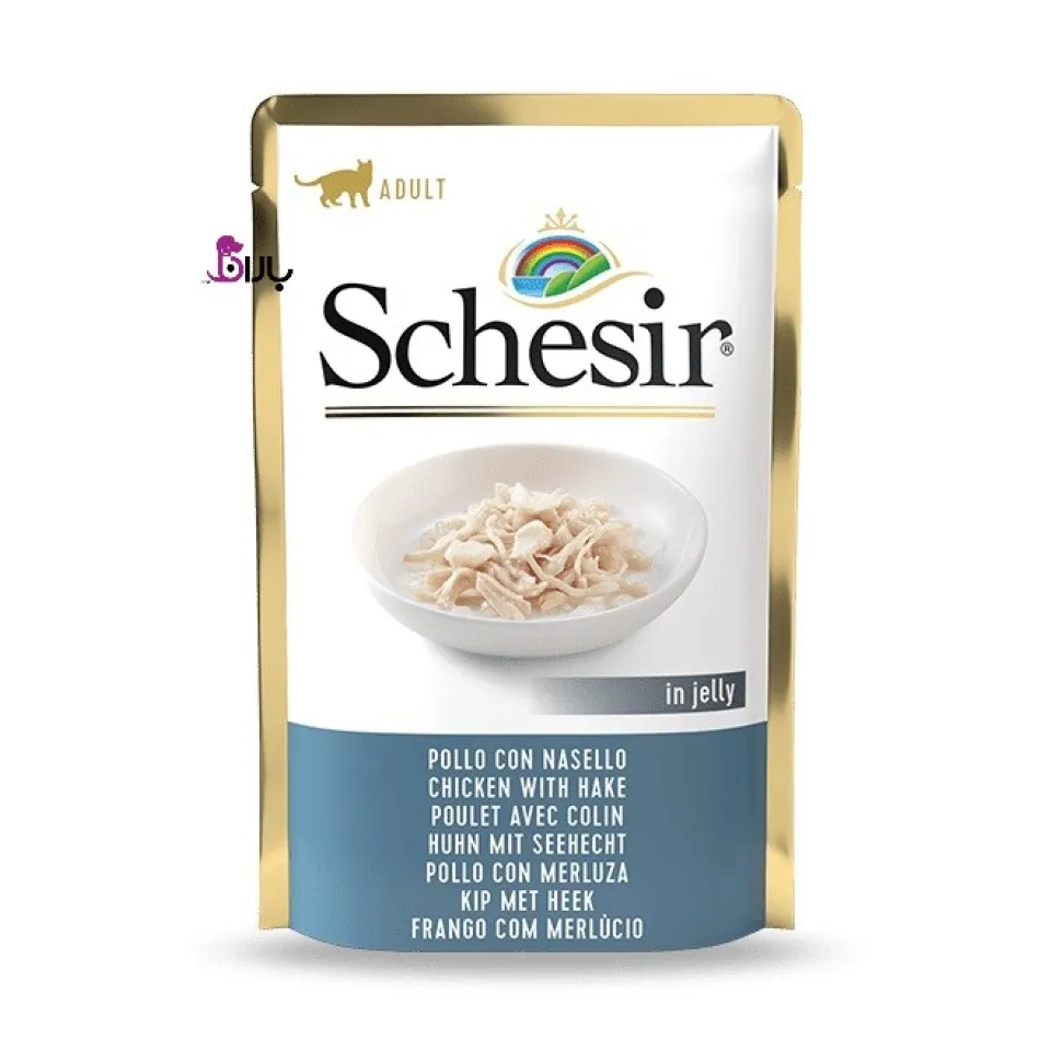 پوچ گربه شسیر مرغ و هیک 100 گرمی