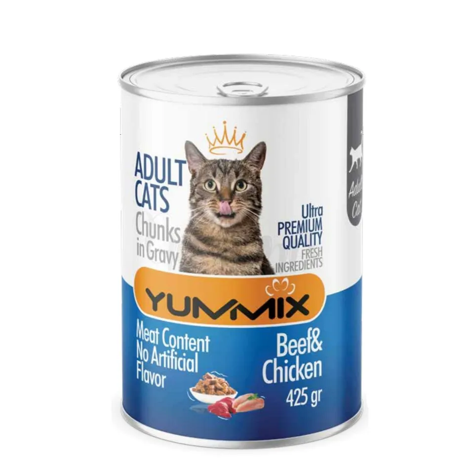 کنسرو چانک گربه بالغ یامیکس مرغ و گوشت  Yummix Kitten Chunk Chicken & Beef 425g