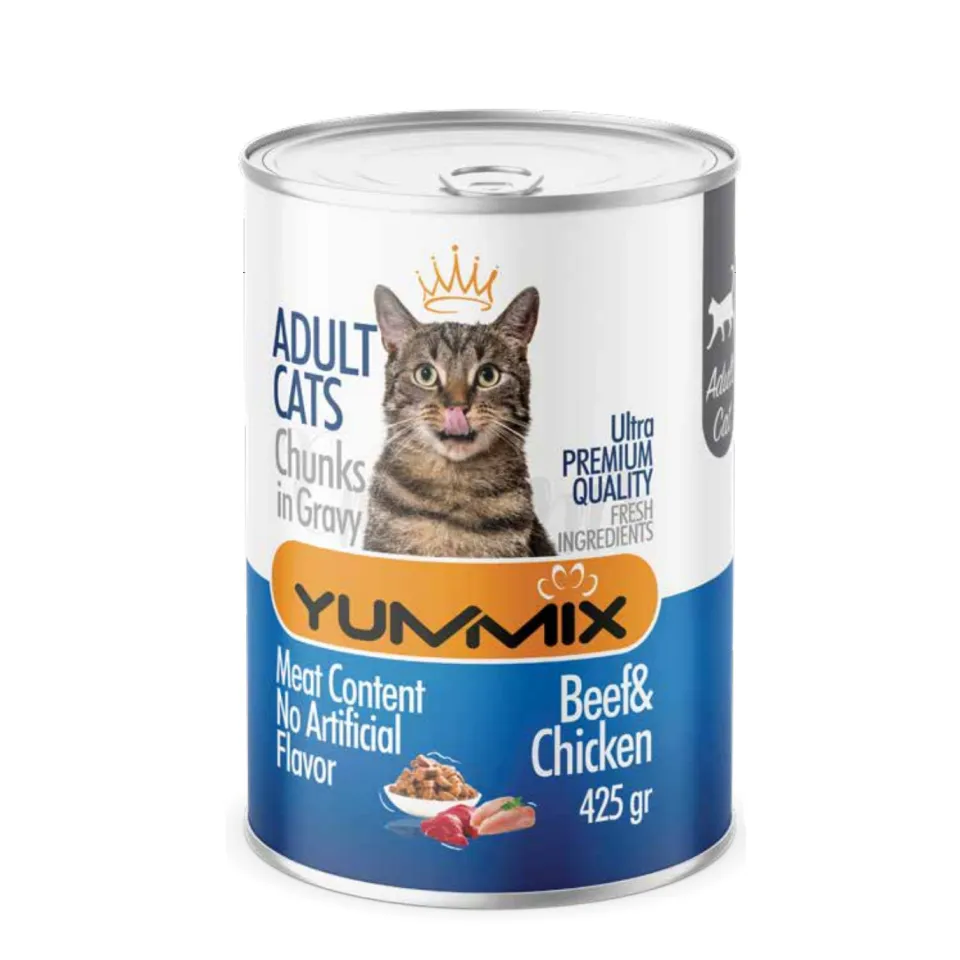 کنسرو چانک گربه بالغ یامیکس مرغ و گوشت  Yummix Kitten Chunk Chicken & Beef 425g