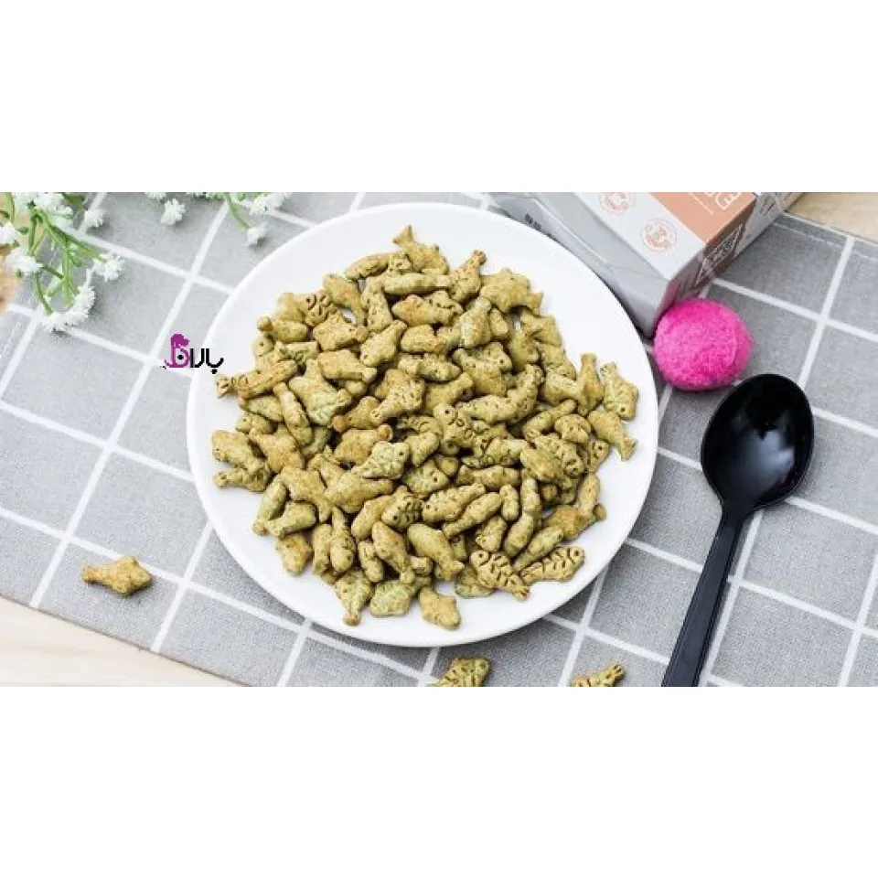 تشویقی بیسکویتی گربه جیم کت با طعم ماهی و کتنیپ (Gimcat kitty biscuits with fish and catnip 40g) 