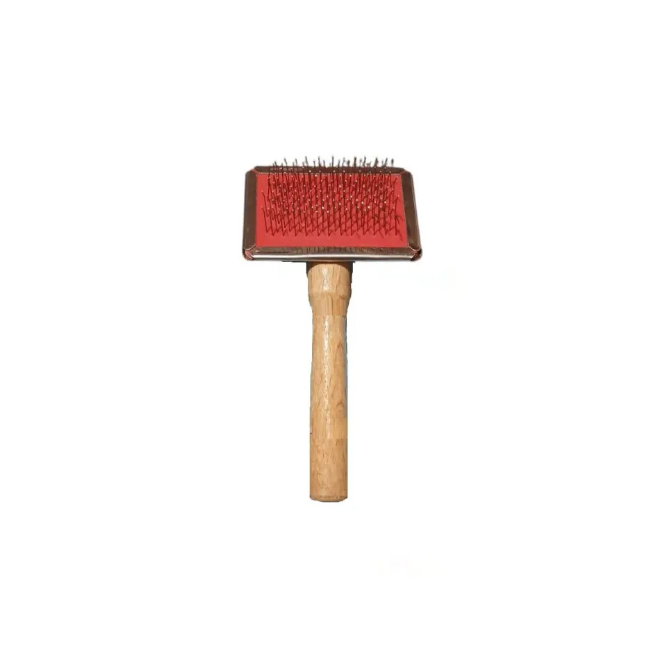 برس استیل با دسته چوبی سایز Pet Brush-XS 