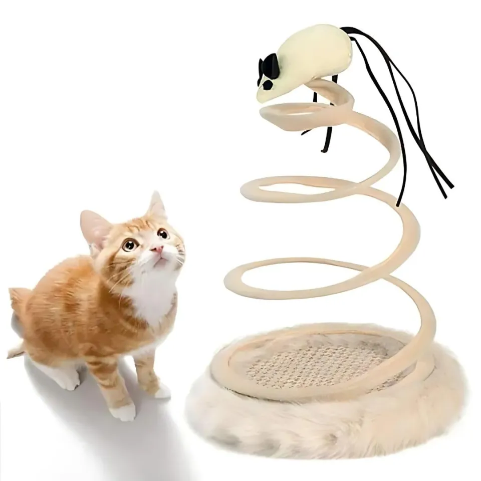 اسباب بازی گربه استند موش فنری Interactive Spring Spiral Cat Toy With Mouse