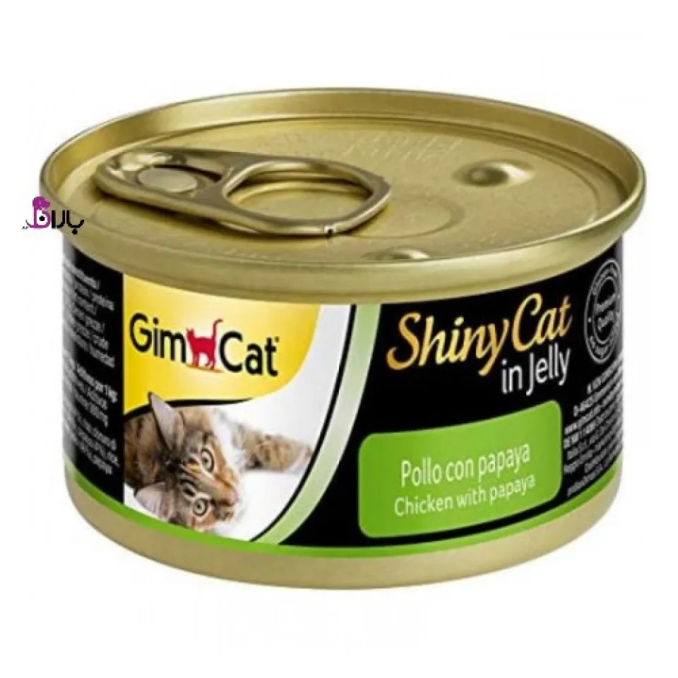 کنسرو گربه جیم کت طعم مرغ و پاپایا مدل ShinyCat in Jelly وزن ۷۰ گرم 