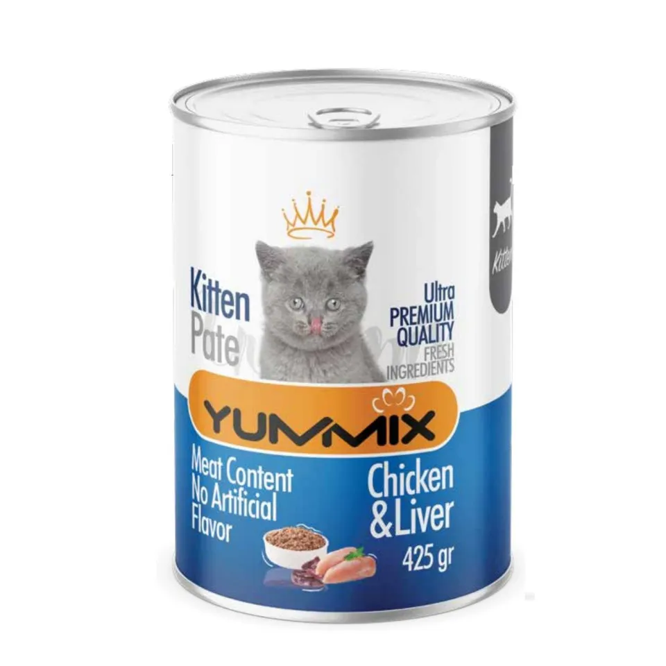 کنسرو پته بچه گربه یامیکس مرغ و جگر  Yummix Kitten Pate Chicken & Liver 425g