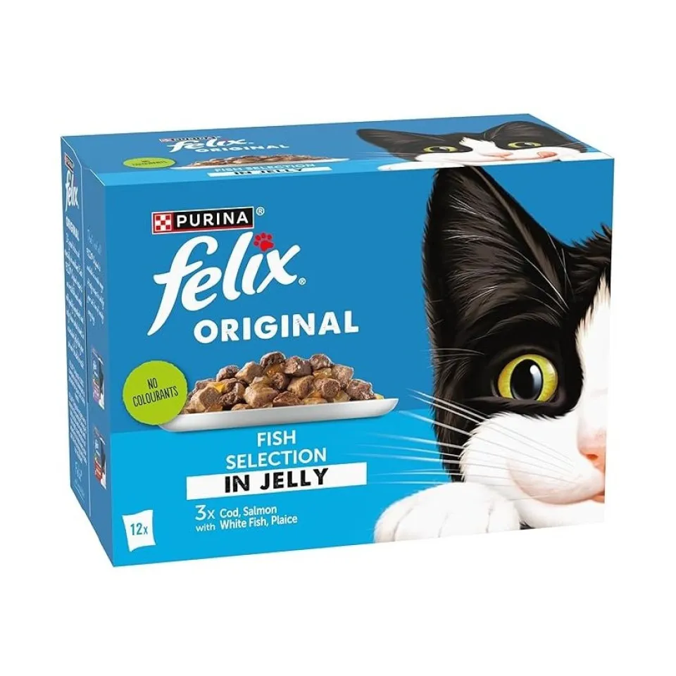 پوچ گربه فلیکس منتخب انواع ماهی در ژله پک اورجینال Felix Original Fish Selection in Jelly Wet Cat Food 