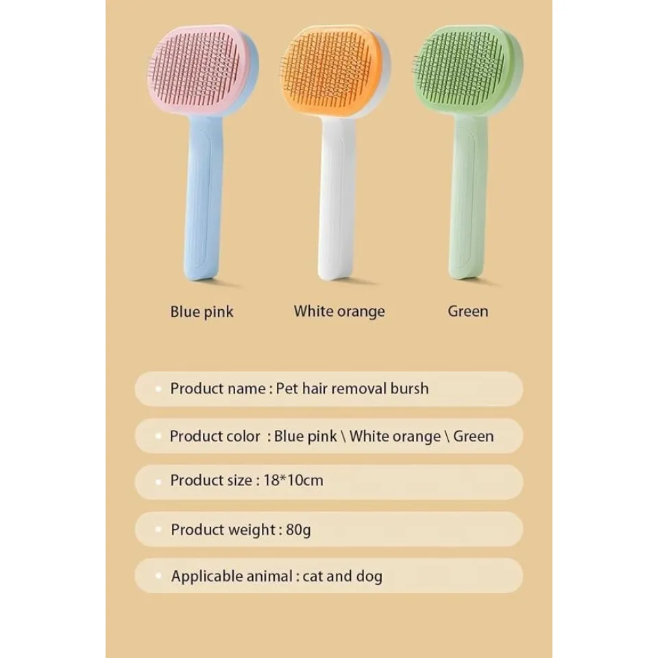 برس سگ و گربه با قابلیت تخلیه مو طرح گربه Rectangle Cathead Self Cleaning Grooming Brush for Pet