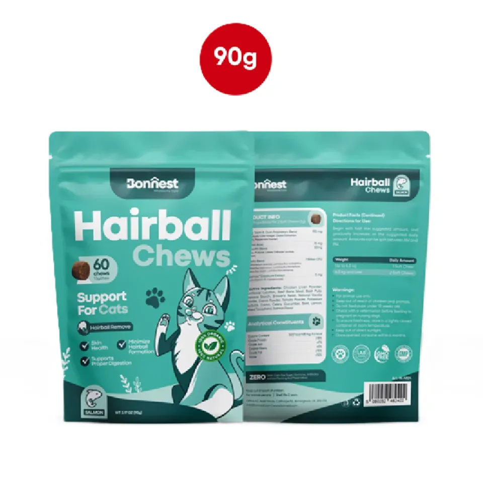 تشویقی جویدنی آنتی هربال گربه بونست Bonnest Hairball Chews (Dog-60T)