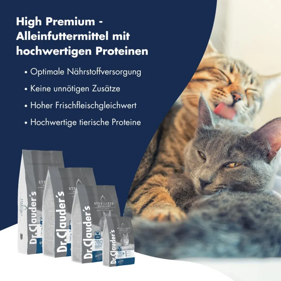 غذا خشک گربه عقیم شده دکتر کلادرز  Dr.Clauder's High Premium Sterilised Senior Light 