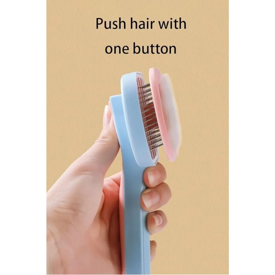برس سگ و گربه با قابلیت تخلیه مو طرح گربه Rectangle Cathead Self Cleaning Grooming Brush for Pet