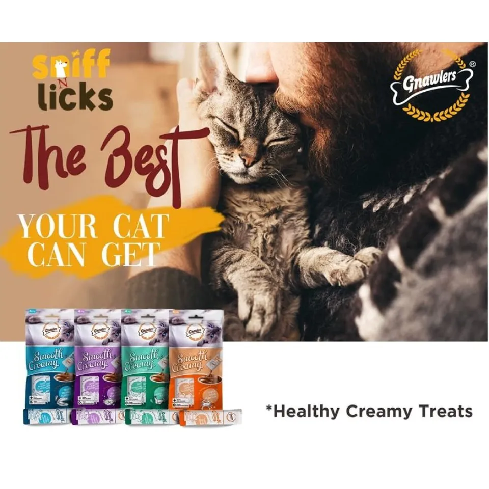 بستنی گربه گنالرز صدف آبی و تورین Gnawlers Smooth & Creamy Lickable Cat Treat Mussel Flavour Mega Pack 