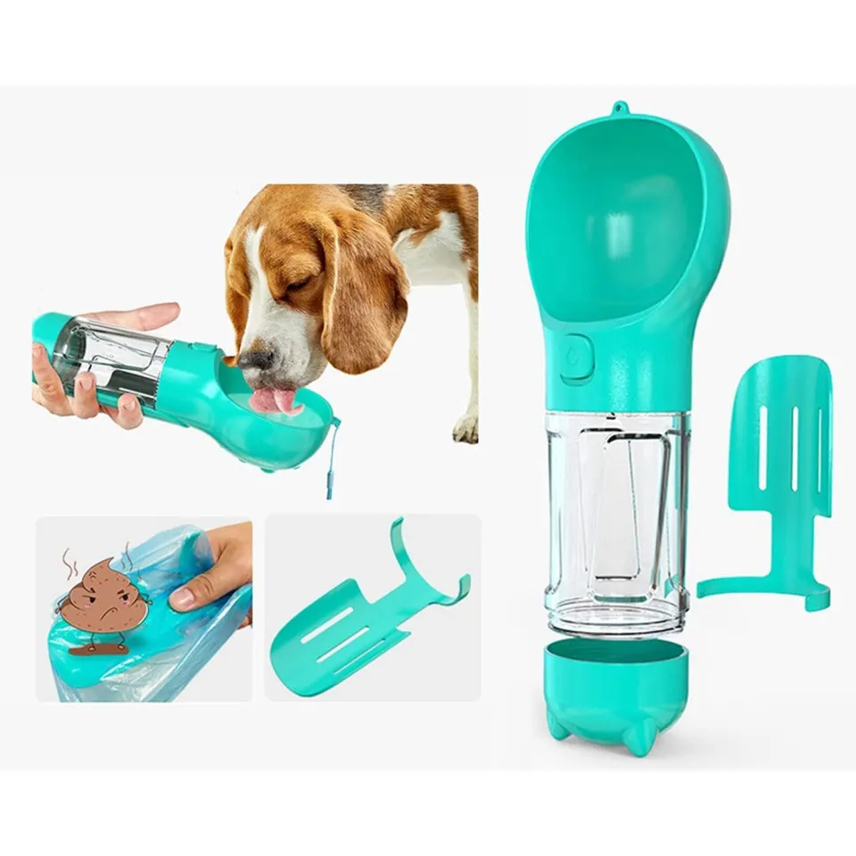 ظرف پرتابل چند کاره مخزن آب، بیلچه و کیسه فضولات Pet Multifunctional Water Bottle