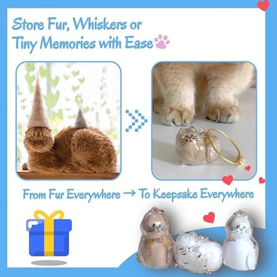 جاکلیدی با مخزن موی گربه Keychain With Cat Hair Container