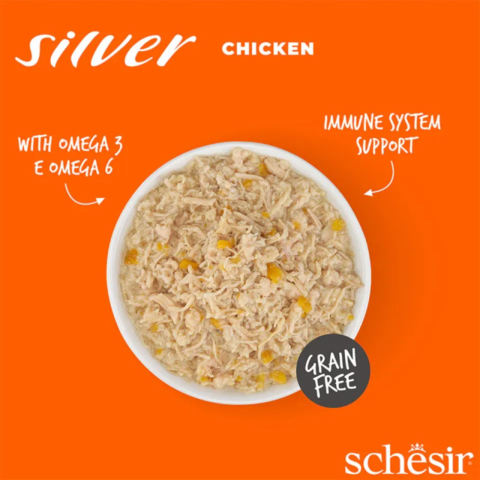 کنسرو شسیر سیلور مرغ در سس : Schesir Chicken in broth 70g in can