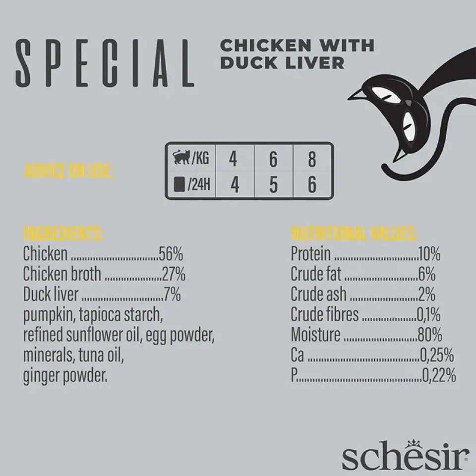 پوچ گربه شسیر مرغ و جگر اردک : Schesir Special Exigent