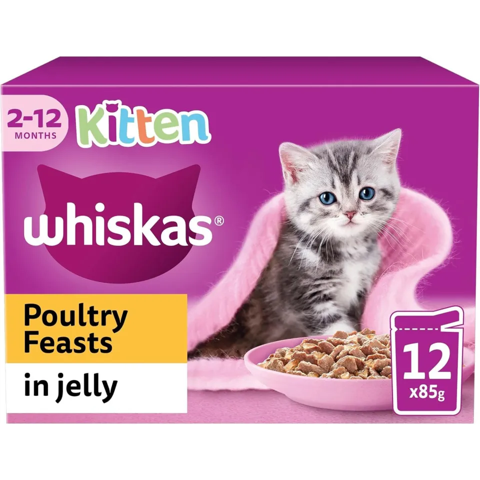 پک پوچ بچه گربه ویسکاس گوشت پرندگان در ژله Whiskas Kitten Poultry Feasts in Jelly