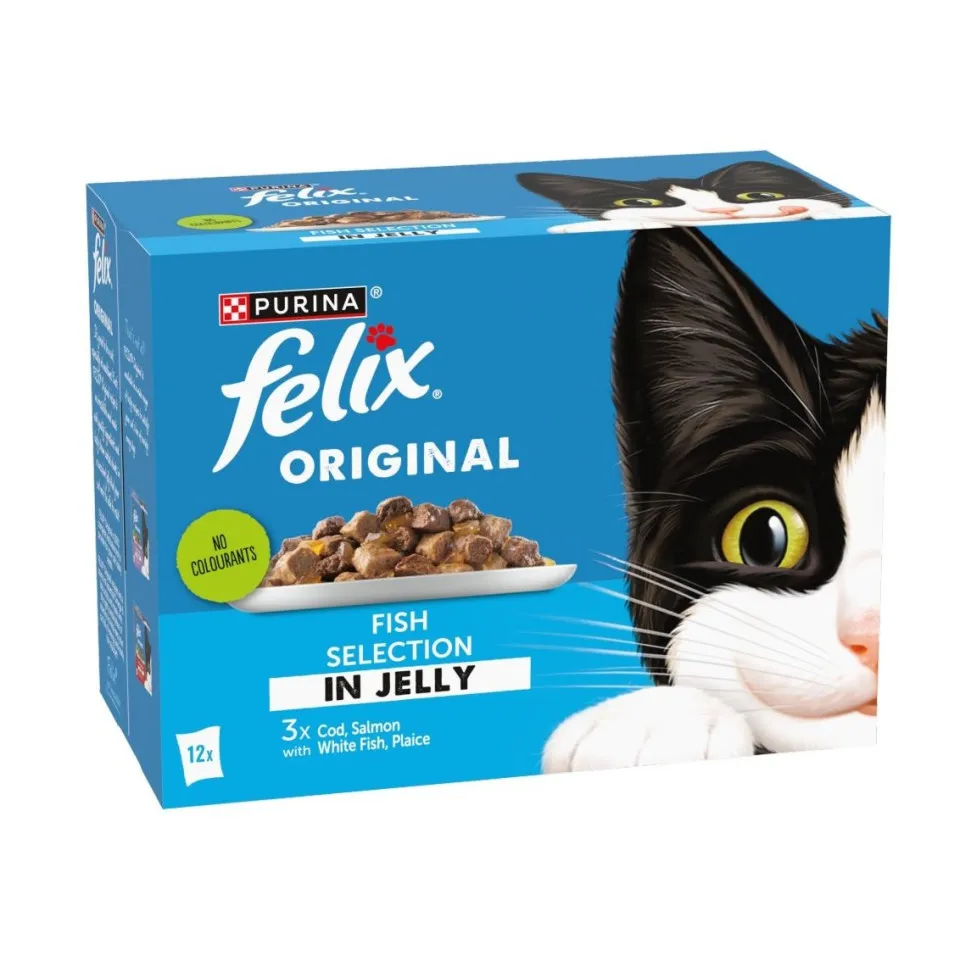 پوچ گربه فلیکس منتخب انواع ماهی در ژله پک اورجینال Felix Original Fish Selection in Jelly Wet Cat Food 