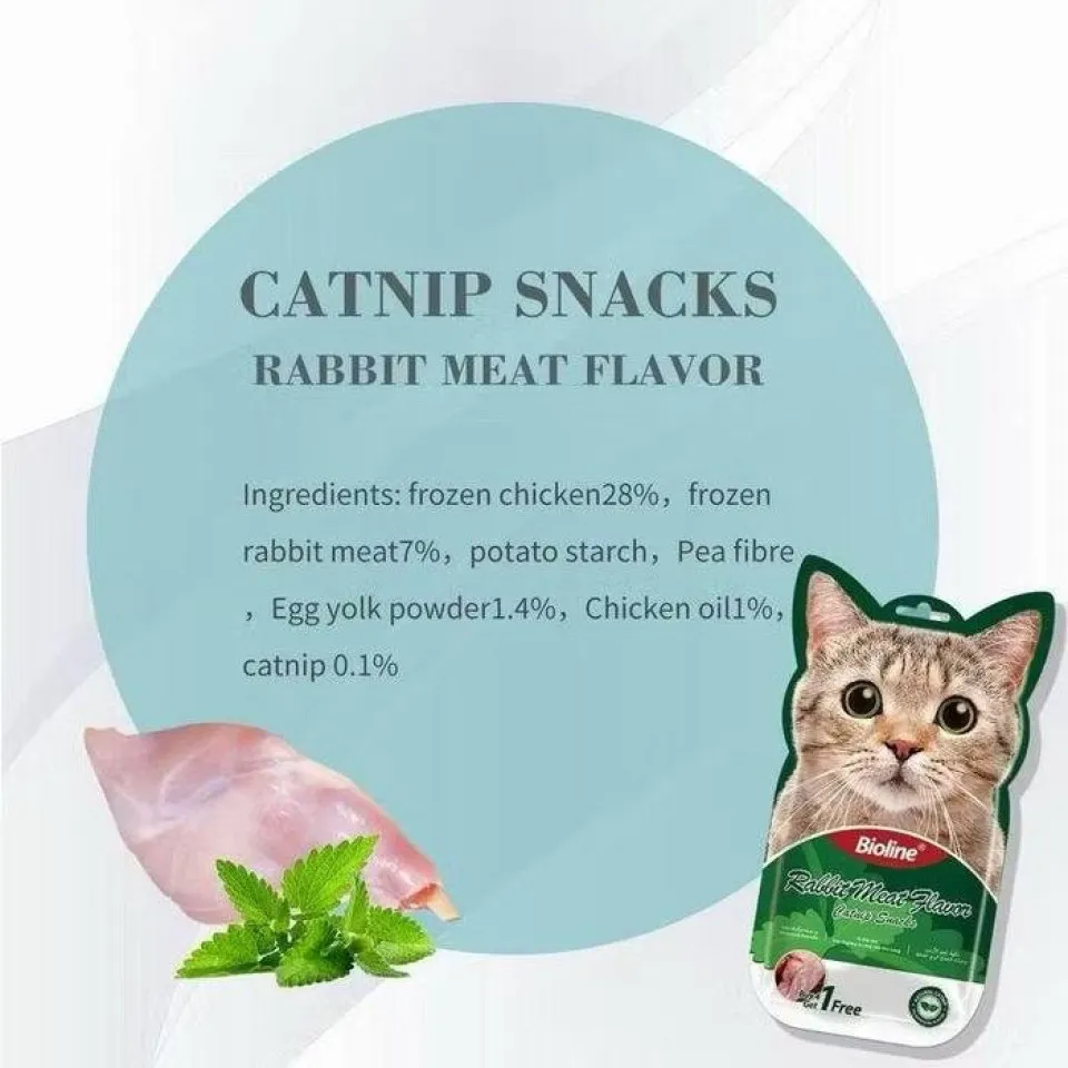 بستنی کت نیپ دار گربه بایولاین با طعم خرگوش Bioline Catnip Snacks Rabbit Flavor