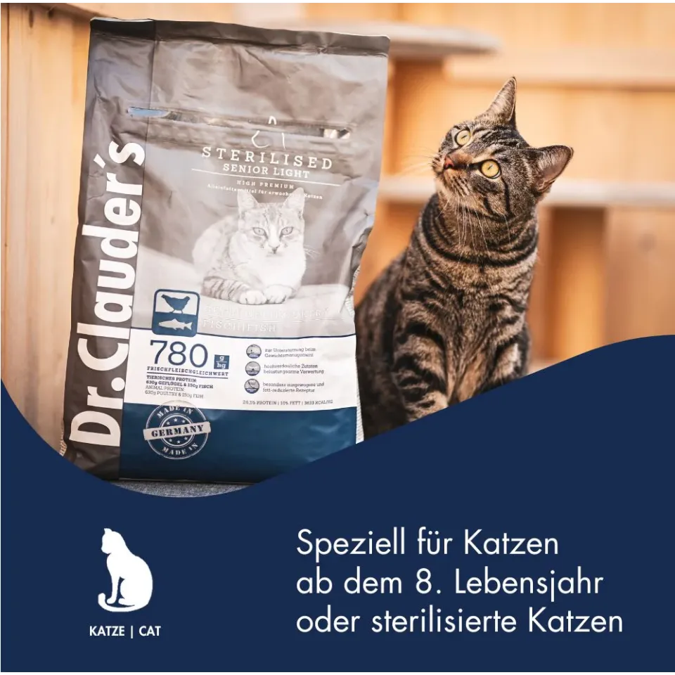 غذا خشک گربه عقیم شده دکتر کلادرز  Dr.Clauder's High Premium Sterilised Senior Light 