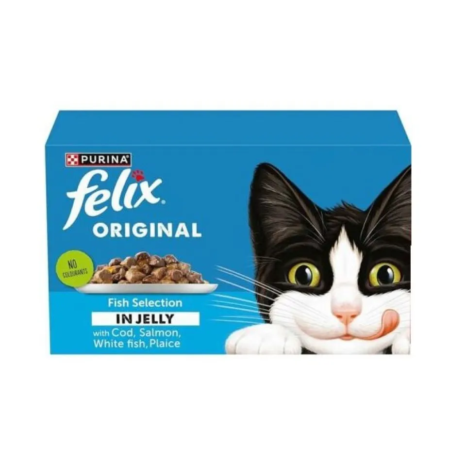 پوچ گربه فلیکس منتخب انواع ماهی در ژله پک اورجینال Felix Original Fish Selection in Jelly Wet Cat Food 