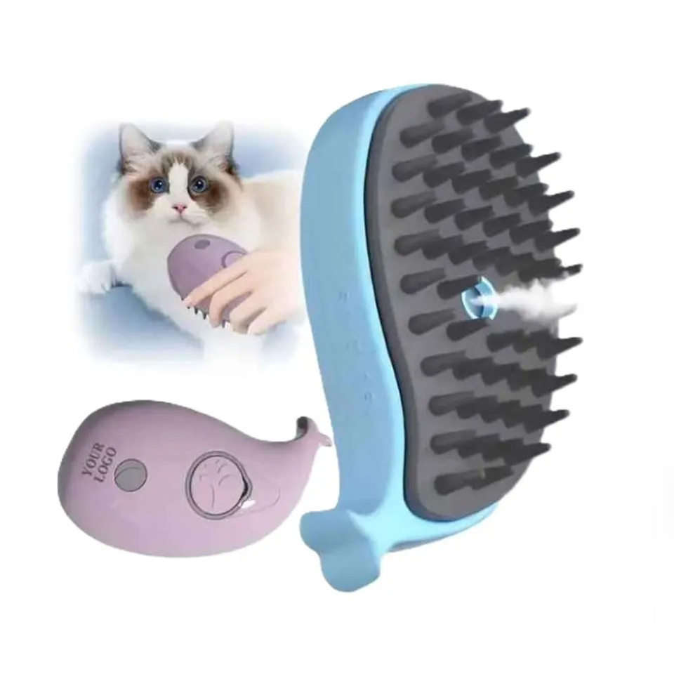 برس و ماساژور بخار گربه و سگ شارژی طرح نهنگ Electric Vapor Spray Massage Brush-Whale