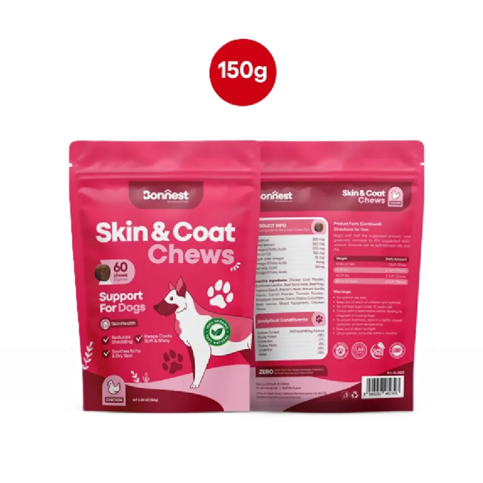 تشویقی جویدنی تقویت پوست و مو سگ بونست Bonnest Skin & Coat Chews (Dog-60T)