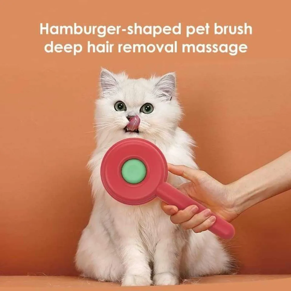 برس سگ و گربه با دکمه تخلیه مدل همبرگر Hamburger Comb Cats & Dogs
