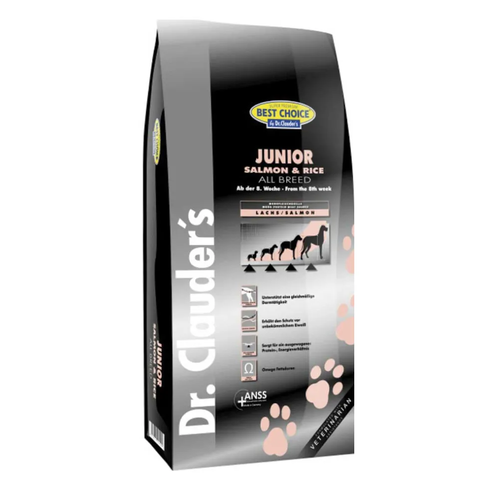 غذای خشک سگ دکتر کلادرز مخصوص توله سگ حاوی ماهی سالمون :: Dr. Clauder's Best Choice Junior Salmon & Rice