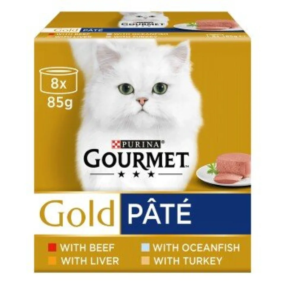 کنسرو پته گورمه گلد پک اورجینال 8 عددی چهار طعم ویژه Purina Gourmet Gold Pate 8× 85g