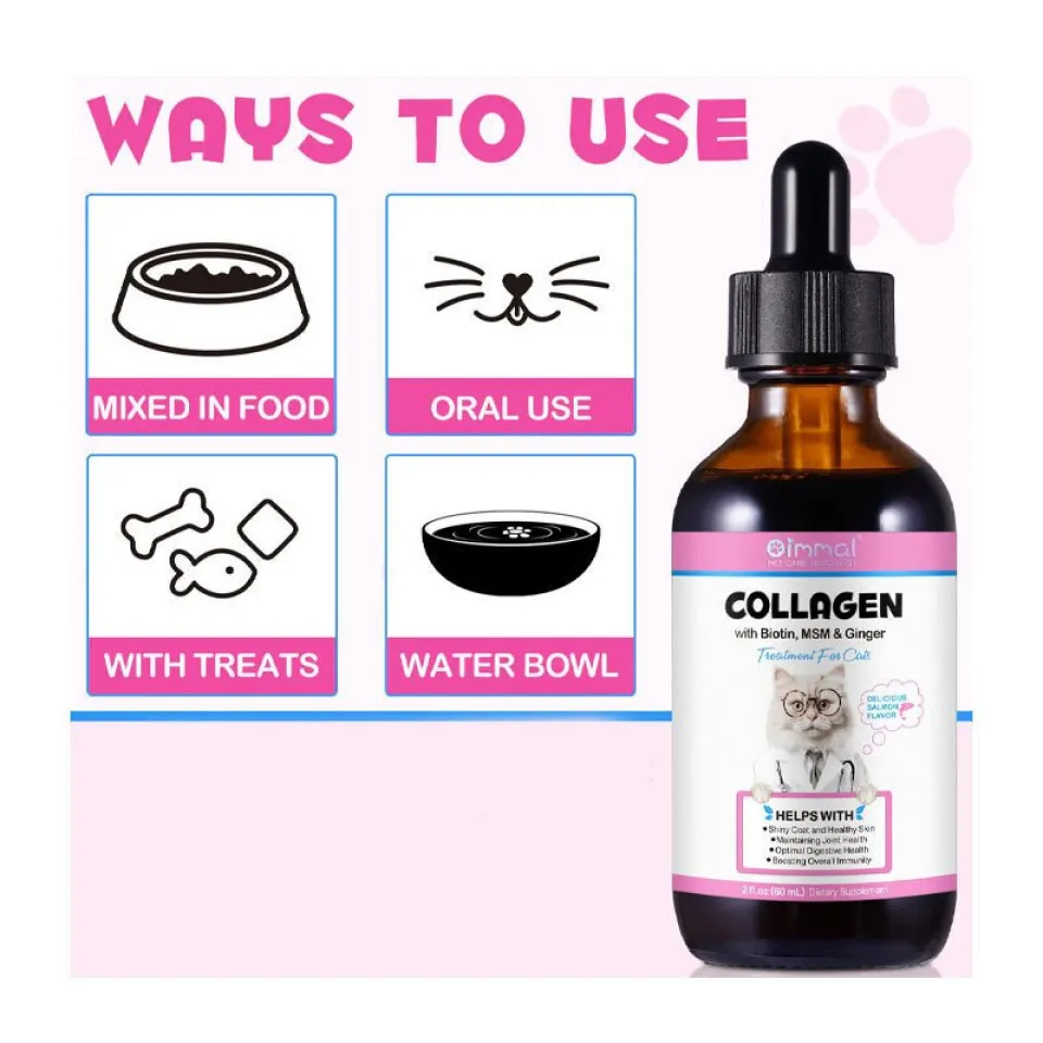 قطره کلاژن گربه اویمال Oimmal Collagen with Biotin, MSM, Ginger Treatment for cats  