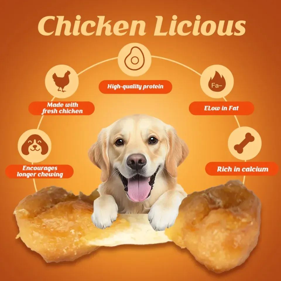 تشویقی سگ دنتالایت دمبل دورپیچ مرغ ِDentalight Chicken Licious Premium Jerky-Dumbbell of Chicken 70g