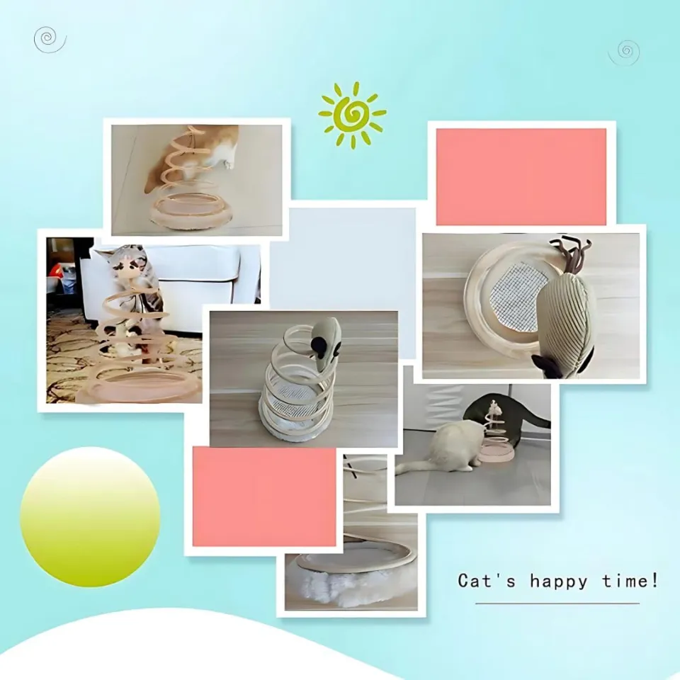 اسباب بازی گربه استند موش فنری Interactive Spring Spiral Cat Toy With Mouse