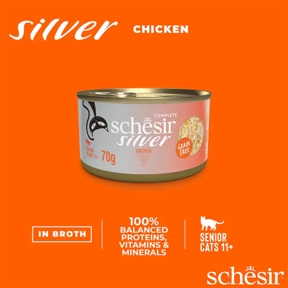 کنسرو شسیر سیلور مرغ در سس : Schesir Chicken in broth 70g in can