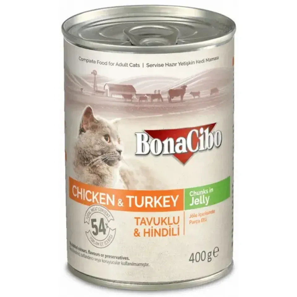 کنسرو گربه بوناسیبو مرغ و بوقلمون :: BonaCibo Chicken and Turkey