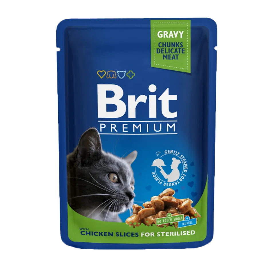 پوچ گربه عقیم برایت حاوی مرغ | Brit Premium Cat Pouch with Chicken slices for Sterilised