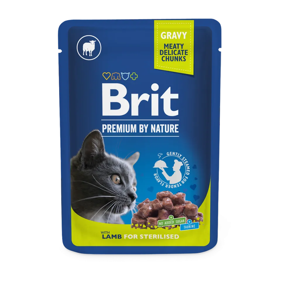 پوچ گربه عقیم برایت حاوی بره | Brit Premium Cat Pouch with Lamb slices for Sterilised